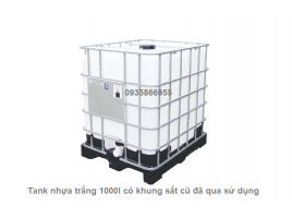 Bán bồn tank nhựa trắng 1000l có khung sắt cũ đã qua sử dụng